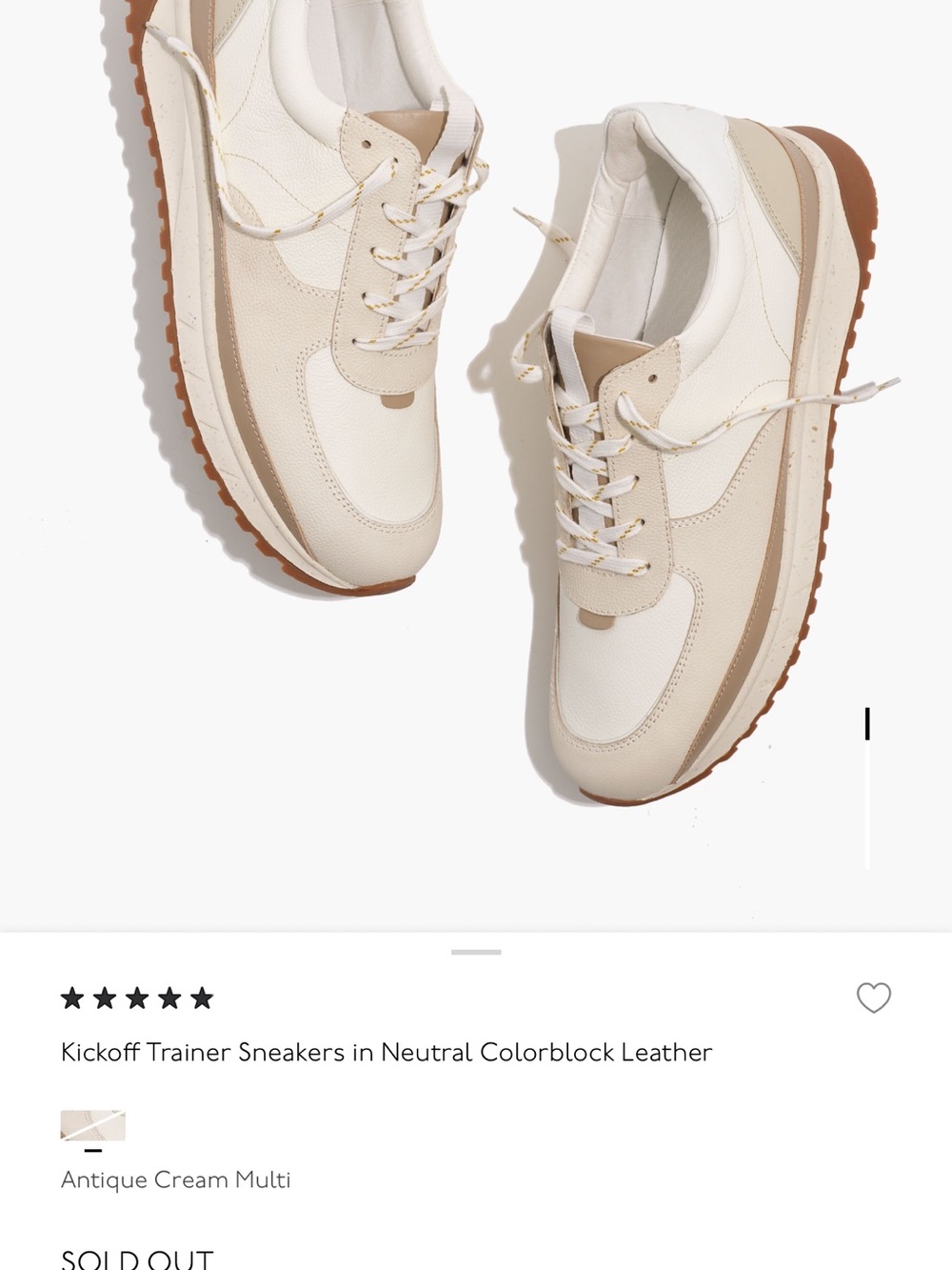 Madewell Women's cloudlift Cream and Tan Retro kickoff trainer in neutral color
